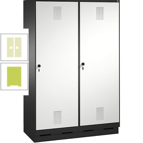 Doppel-Spind, Garderobenschrank, 2 Türen für 4 Abteile a 300 mm, Korpus anthrazitgrau, Türen anthrazitgrau, 1.800 x 1.200 x 500 mm (HxBxT)
