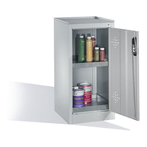 C+P Umweltschrank mit 2 Wannenböden, für wassergefährdende Stoffe, mit Flügeltür, 1.000 x 500 x 500 mm (HxBxT), Farbe lichtgrau