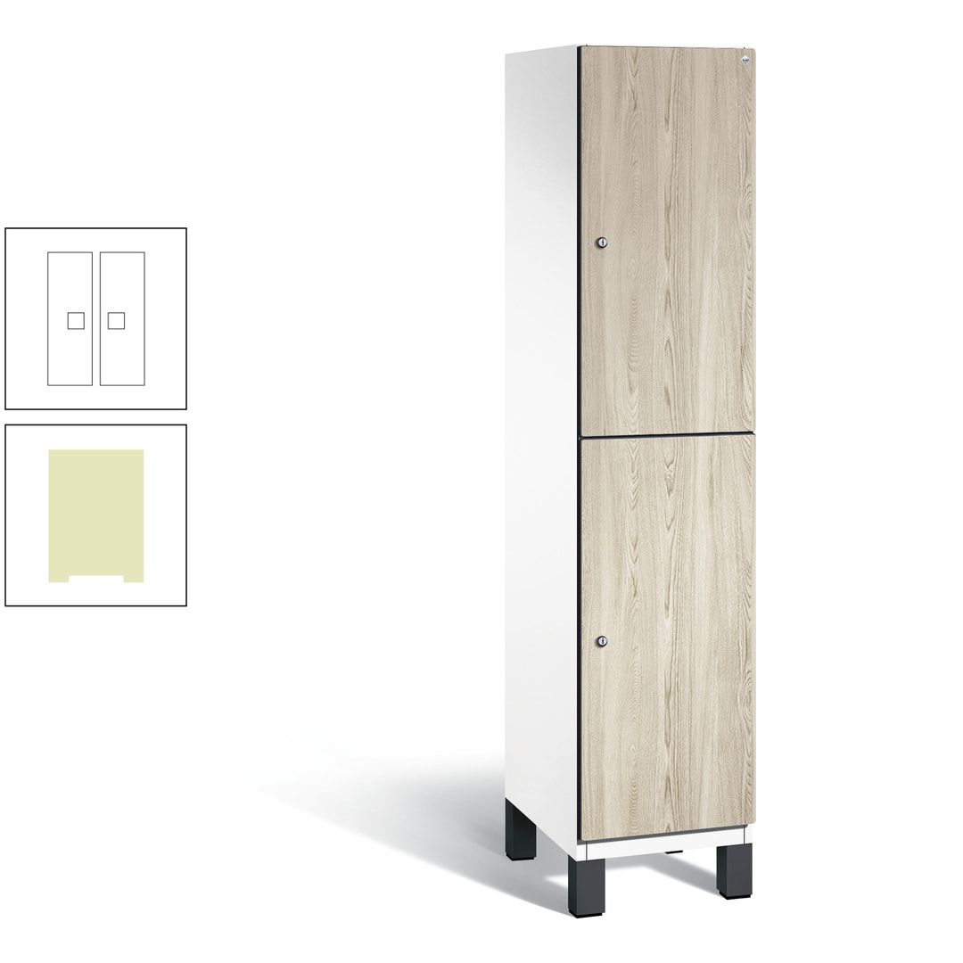 Fächerschrank, Garderobenschrank, mit Füßen, 1 Abteile, 1.980 x 400 x 525 mm (HxBxT), Korpus anthrazitgrau, Tür Donau-Ahorn