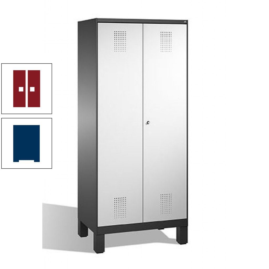 Mehrzweckschrank, Doppeltüren, auf Füßen, 2 Abteile a 400 mm, Korpus anthrazitgrau, Tür anthrazitgrau, 1.850 x 800 x 500 mm (HxBxT)