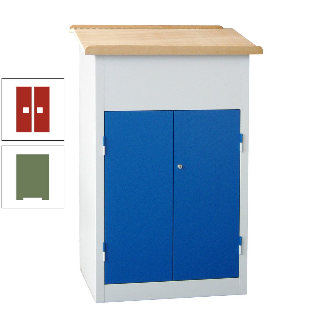 Stehpult mit Schrank - Vollblechtür - Zylinderschloss - 2 Böden - 1.200 x 700 x 600 mm (HxBxT) - anthrazitgrau