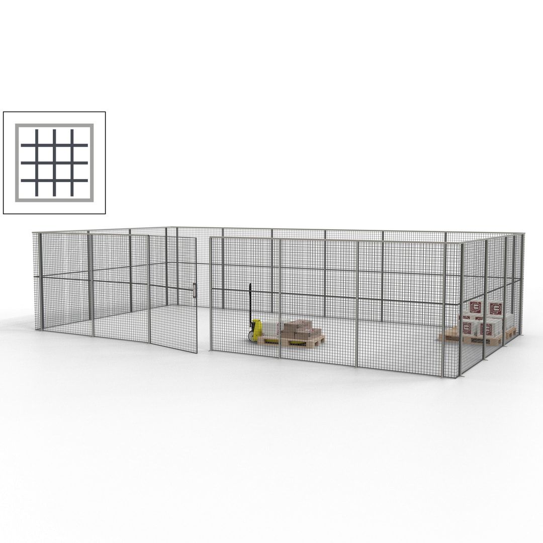 Maschinen Schutzgitter - Hallentrennwand - Sicherheitszaun - Tür - 27 m - 2.200 x 9.400 x 4.900 mm (HxBxT) - enzianblau