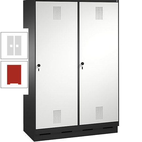 Doppel-Spind, Garderobenschrank, 2 Türen für 4 Abteile a 300 mm, Korpus anthrazitgrau, Türen anthrazitgrau, 1.800 x 1.200 x 500 mm (HxBxT)