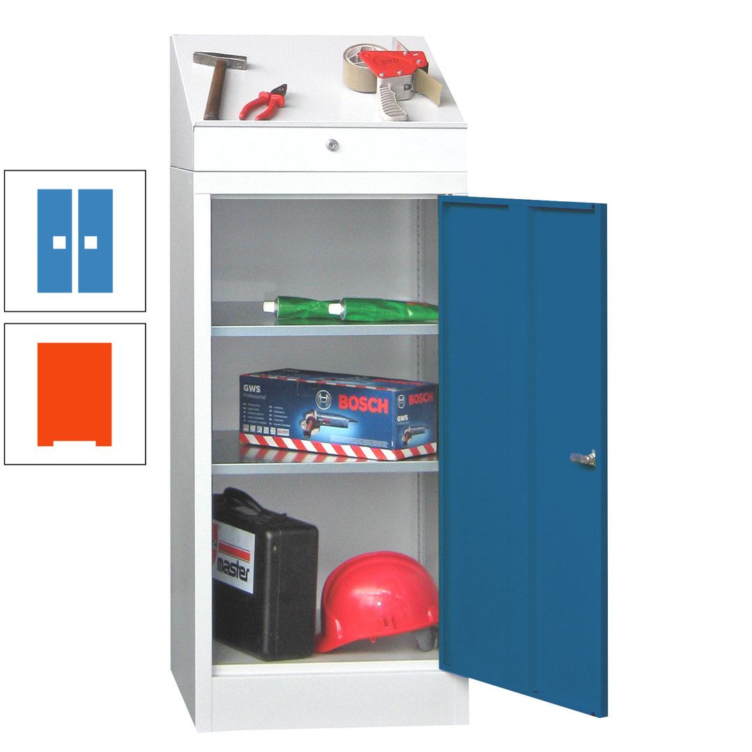 Stehpult mit Schrank - Vollblechtür - Zylinderschloss - 1.270x500x500 mm (HxBxT) - anthrazitgrau