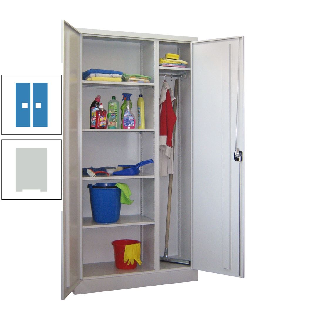 Putzschrank mit Trennwand - 1.950x1.000x400 mm (HxBxT) - Böden pulverbeschichtet - anthrazitgrau