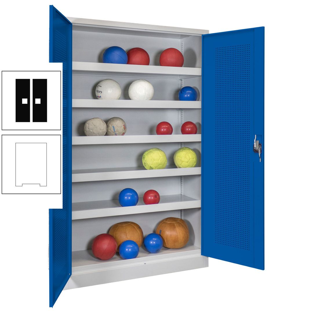 Ballschrank - Lochfeldtüren - 5 Böden - 1.950x1.200x500 mm (HxBxT) - anthrazitgrau