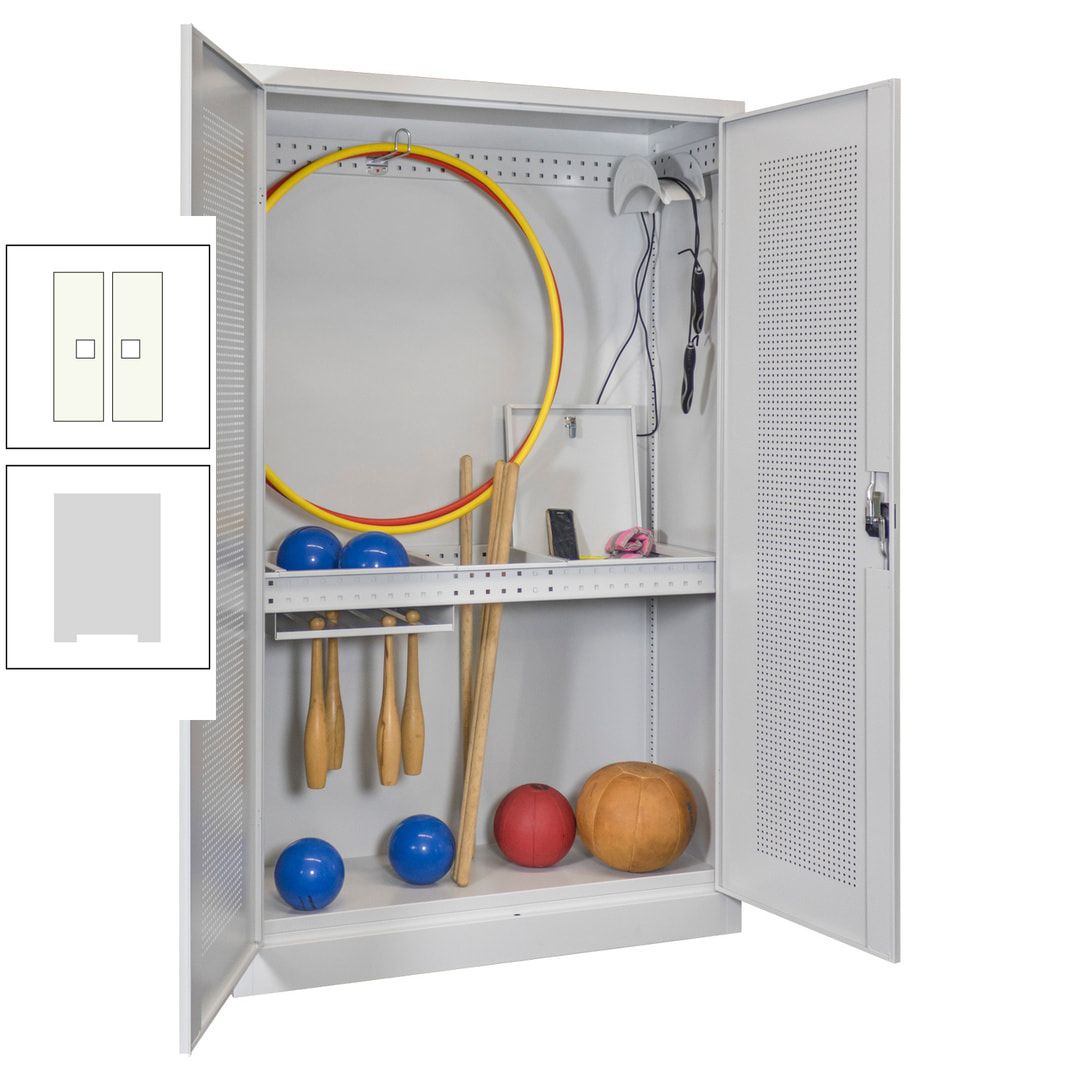 Sportschrank - Lochfeldtüren - Variante 1 - 1.950x1.200x500 mm (HxBxT) - anthrazitgrau