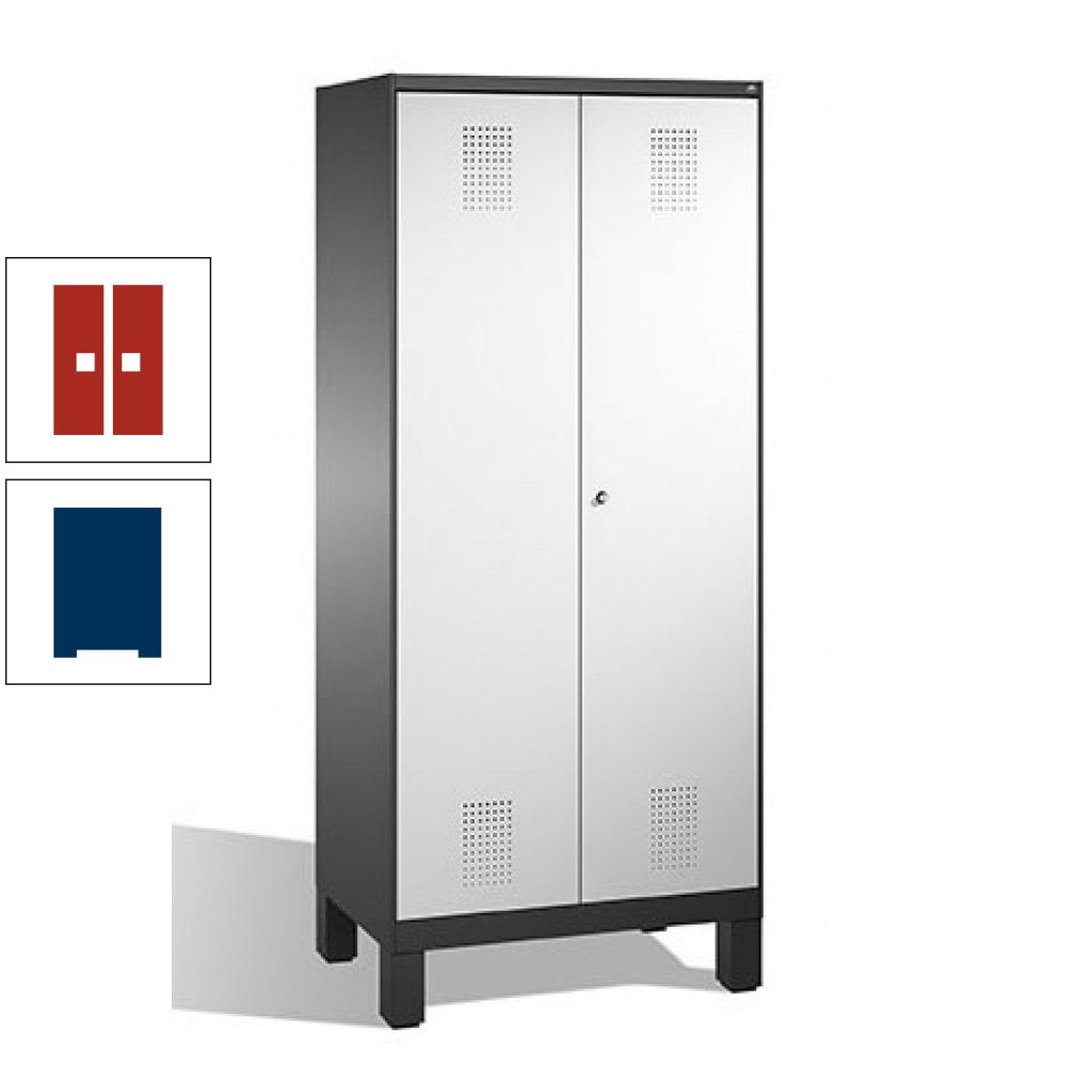 Mehrzweckschrank, Doppeltüren, auf Füßen, 2 Abteile a 400 mm, Korpus anthrazitgrau, Tür anthrazitgrau, 1.850 x 800 x 500 mm (HxBxT)