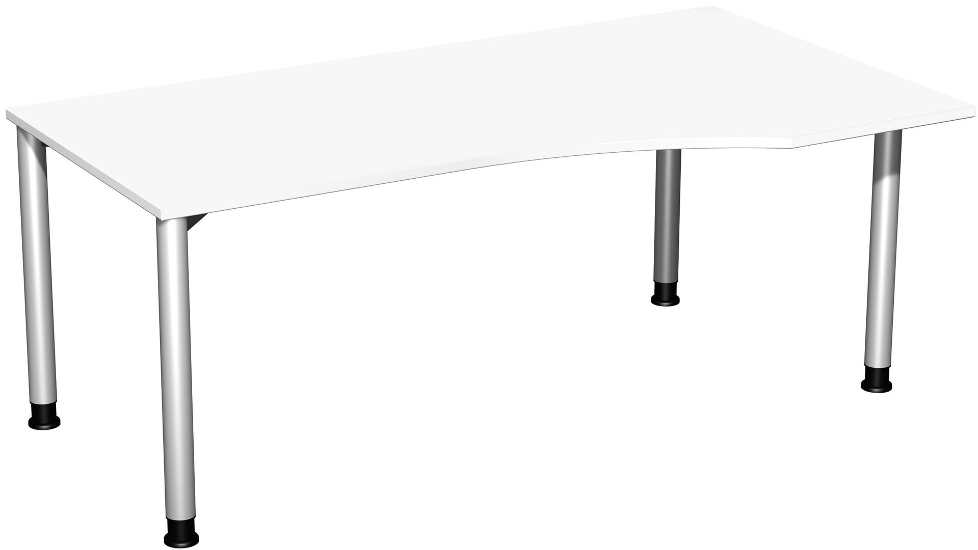 Eckschreibtisch mit einseitig verkürzten Füßen, 4-Fuß Flex, Ecke rechts, Höhe 680-800 mm, 1.600 x 1.000 mm (BxT), Gestell anthrazit, Ahorn