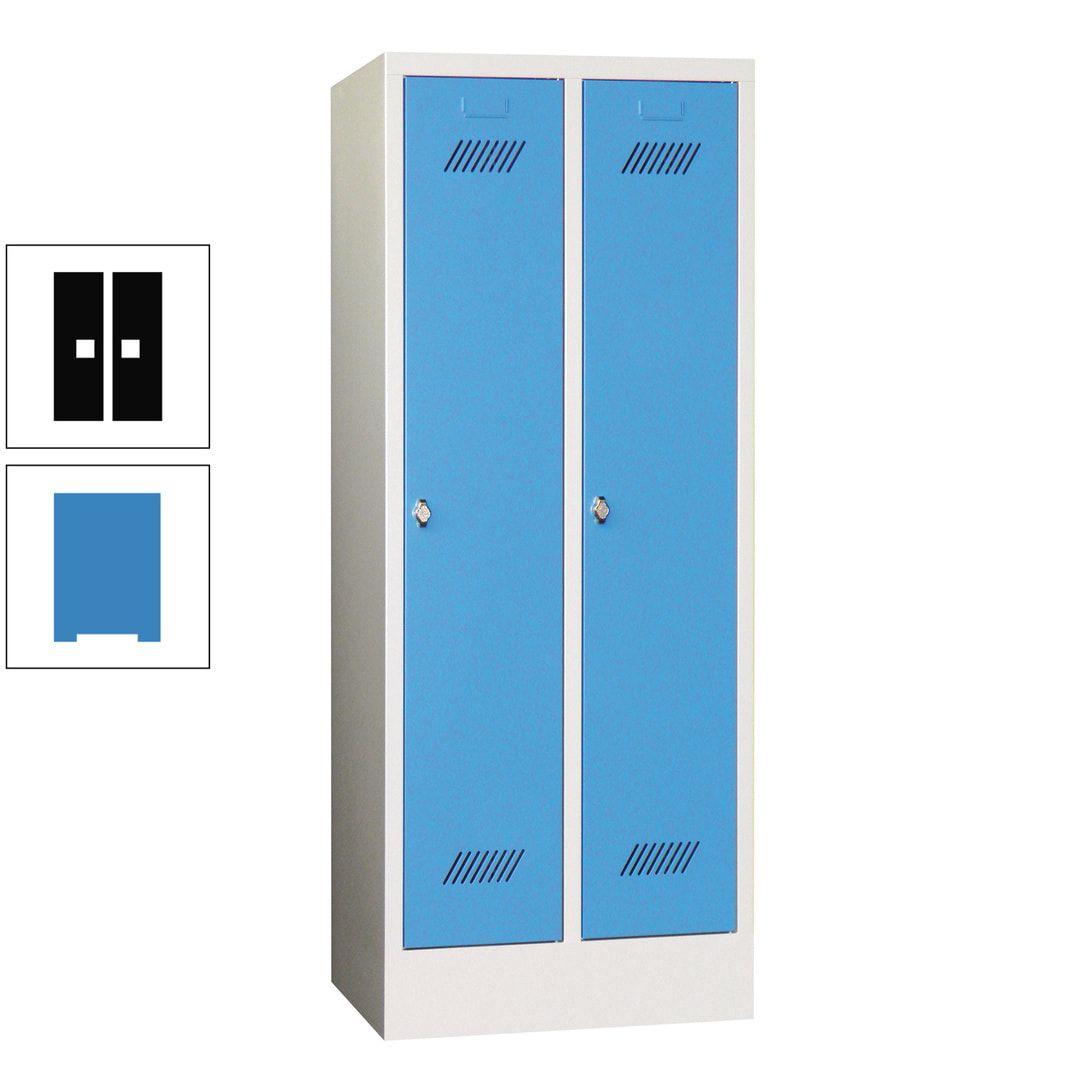 Spindschrank f. Schulen - mit Sockel - Höhe 1.600 mm - 2 Abteile a 300 mm - Drehriegel - anthrazitgrau