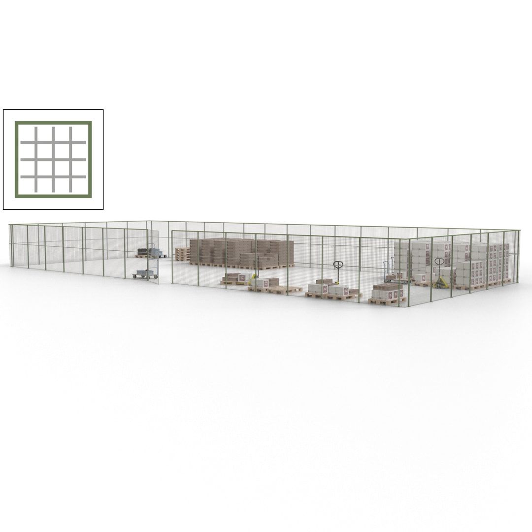 Maschinen Schutzgitter - Hallentrennwand - Sicherheitszaun - Tür - 63 m - 2.200 x 22.900 x 9.400 mm (HxBxT) - enzianblau
