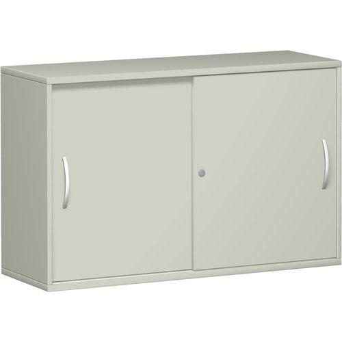 Anstell-Schiebetürenschrank, Holz, 2 Ordnerhöhen, Einlegeboden, Stellfüße, 720 x 1.000 x 425 mm (HxBxT), Frontfarbe Ahorn, Korpusfarbe Ahorn