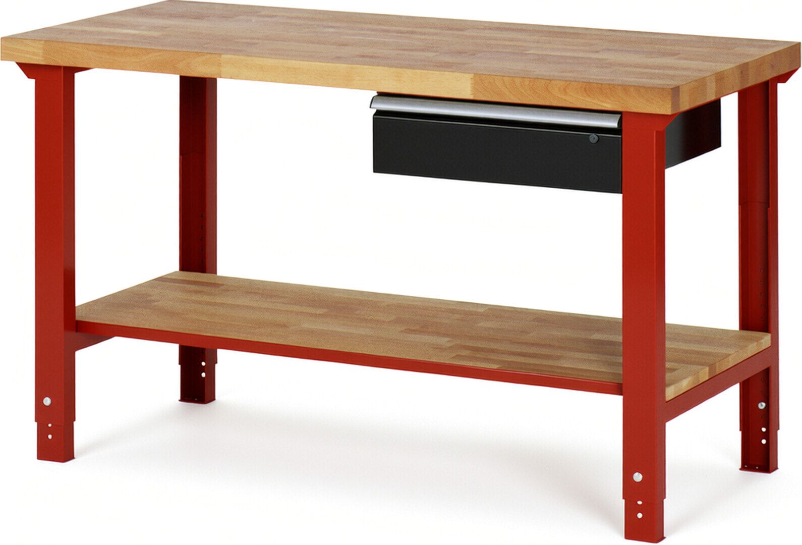 Werkbank mit Ablage - 1 Schublade - 150:1 - höhenverstellbar 790 - 1.140 mm - 1.500 x 700 mm (BxT) - 750 kg - Buche - Anthrazitgrau
