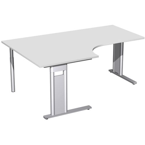 Eckschreibtisch, Eckteil 800 mm, Ecke links, Füße einseitig verkürzt, C-Fuß Pro, 720 x 1.600 x 1.200 mm (HxBxT), Gestell silber, Dekor Ahorn