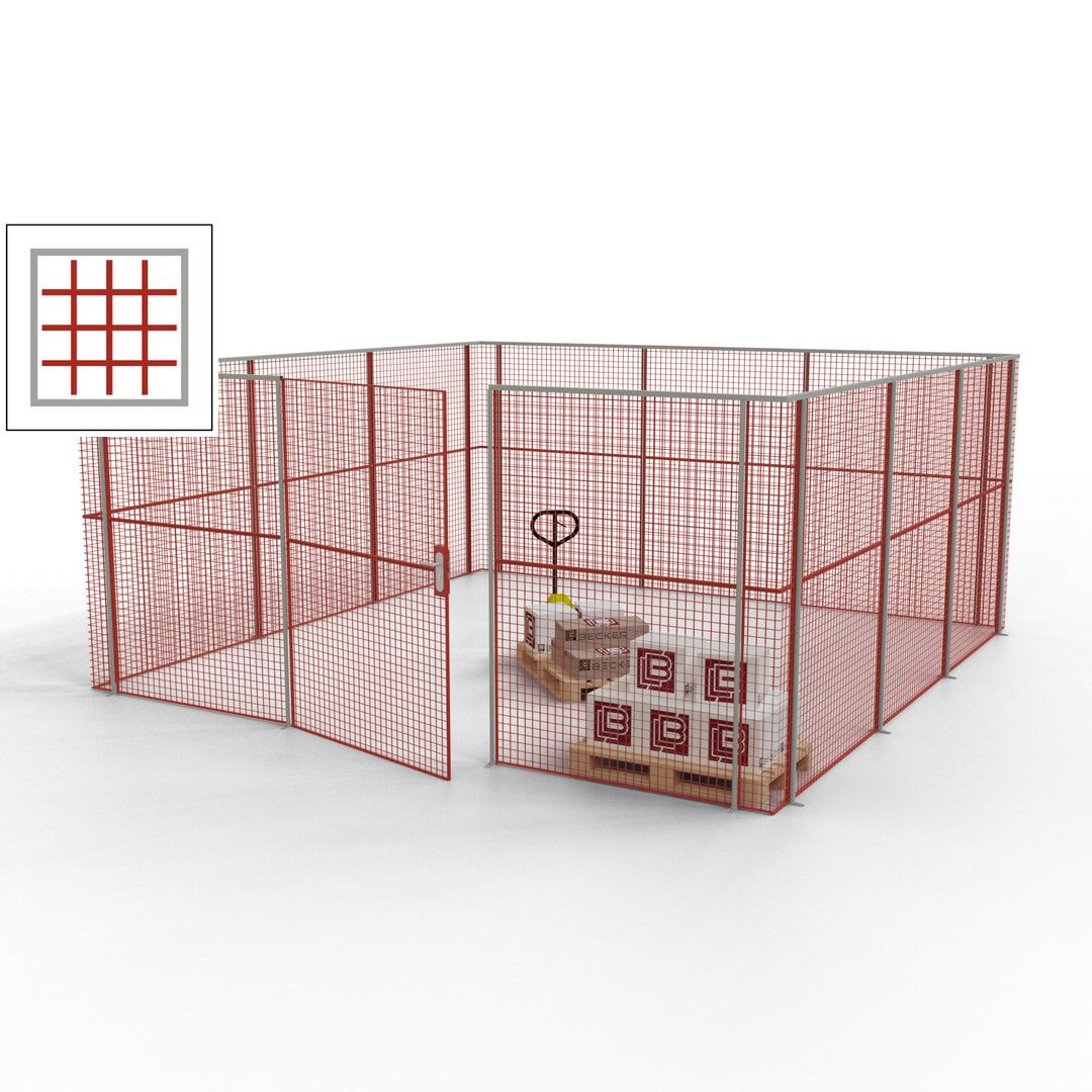 Maschinen Schutzgitter - Hallentrennwand - Sicherheitszaun - Tür - 18 m - 2.200 x 4.900 x 4.900 mm (HxBxT) - enzianblau