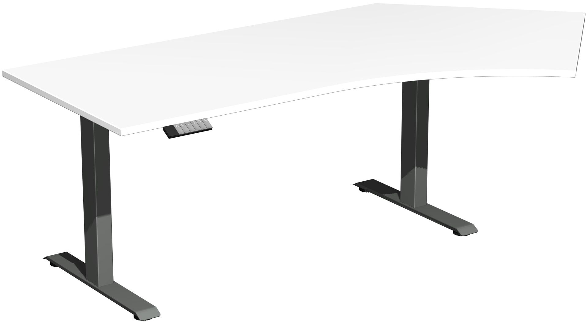 Winkelschreibtisch, Winkel rechts, Elevate Basic, elektronisch höhenverstellbar, 730 - 1.230 x 2.166 x 1.130 mm (HxBxT), Gestell anthrazit, Dekor Onyx