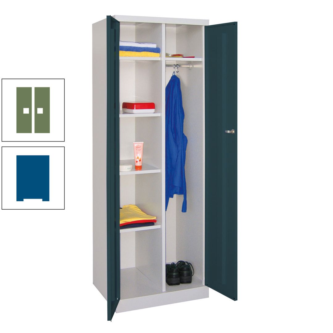 Kleiderschrank mit Sockel - Spind - 1 Abteil mit Trennwand - 1.800x600x500 mm (HxBxT) - Zylinderschloss - anthrazitgrau
