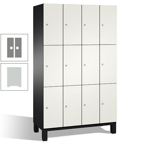 Fächerschrank, Stahlschrank, 12 Fächer, Türöffnungsbegrenzer, mit Füßen, Korpus lichtgrau, Tür anthrazitgrau, 1.980 x 1.200 x 525 mm (HxBxT)