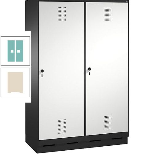 Doppel-Spind, Garderobenschrank, 2 Türen für 4 Abteile a 300 mm, Korpus anthrazitgrau, Türen anthrazitgrau, 1.800 x 1.200 x 500 mm (HxBxT)