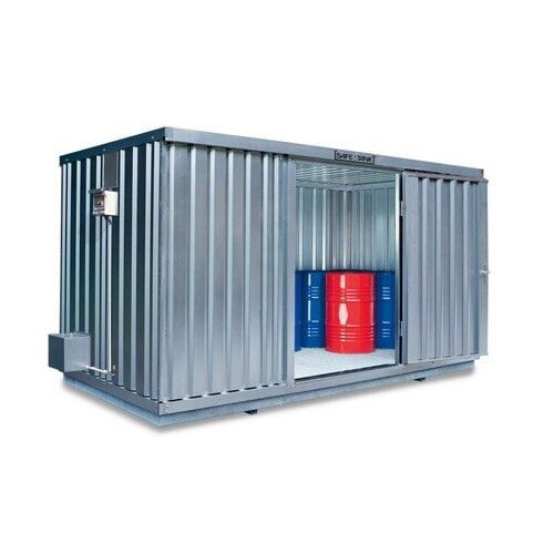 Gefahrstoffcontainer - Gefahrstoffdepot - 2.300 x 4.050 x 2.170 mm (HxBxT) - Auffangvolumen 1050 l - mit Dauerlüfter - Doppelflügeltür kurze Seite