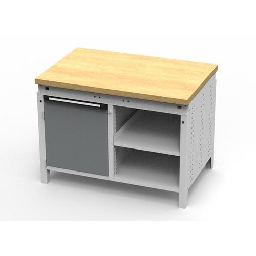 OTTOKIND Werkbank - bündige Arbeitsplatte - 850 x 1.150 x 750 mm (HxBxT) - Schrank - 2 Ablageböden - lichtgrau
