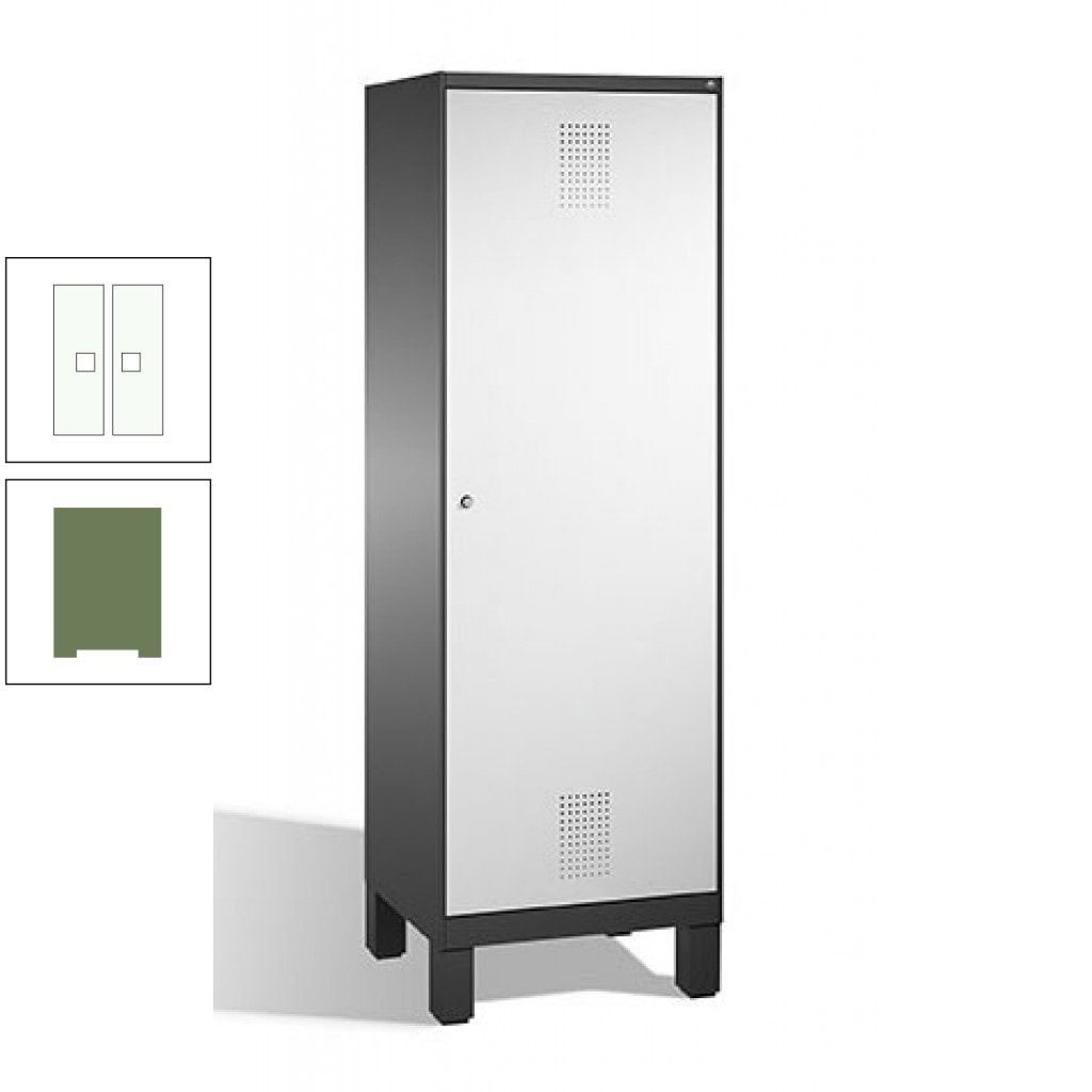 Doppel-Spind, Garderobenschrank, 1 Tür für 2 Abteile a 300 mm, Korpus anthrazitgrau, Türen anthrazitgrau, 1.850 x 600 x 500 mm (HxBxT)