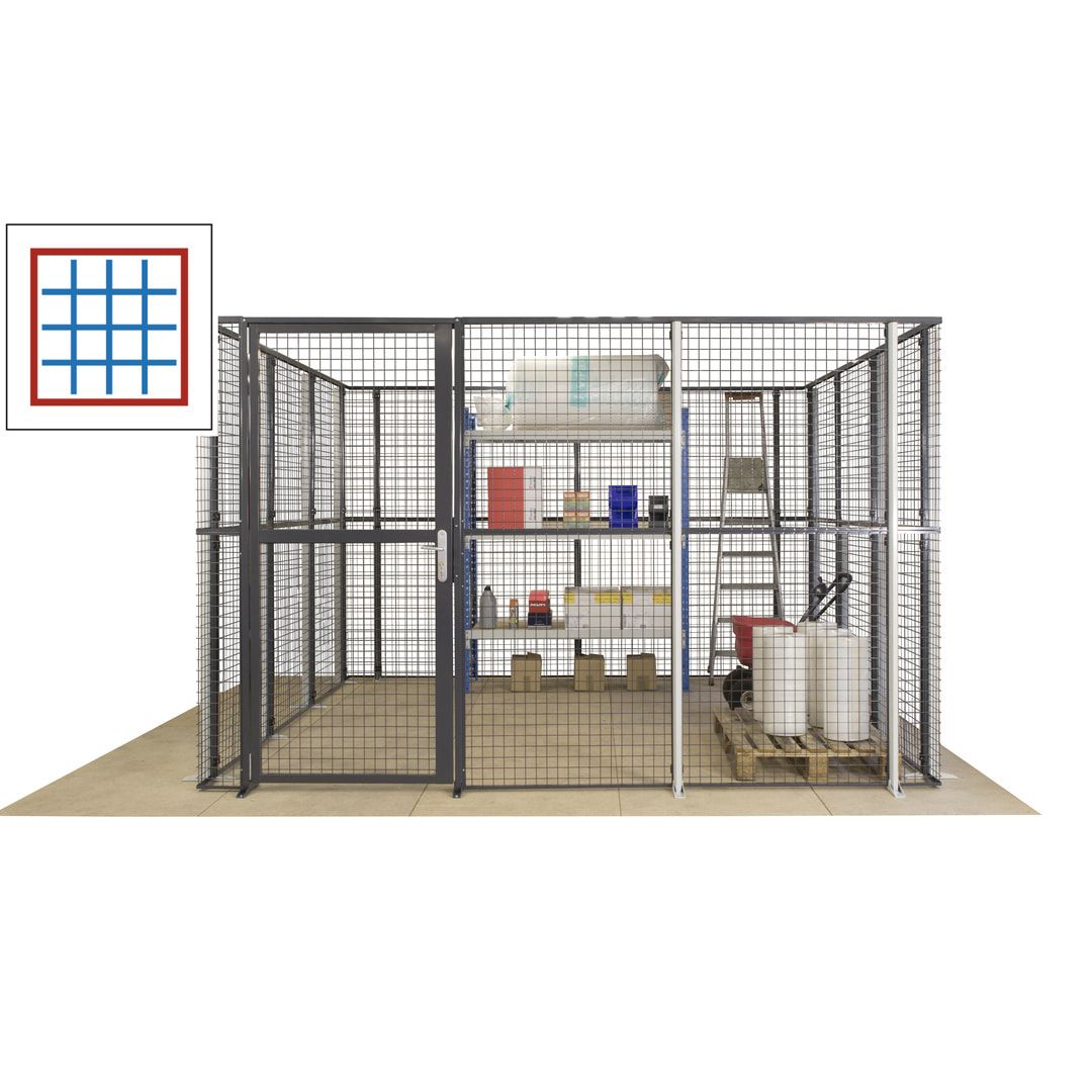 Maschinen Schutzgitter - Hallentrennwand - Sicherheitszaun - Tür - 108 m - 2.200 x 33.400 x 21.400 mm (HxBxT) - enzianblau