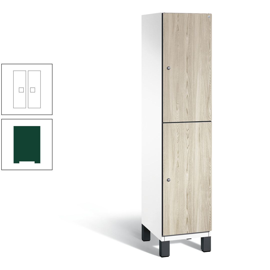 Fächerschrank, Garderobenschrank, mit Füßen, 1 Abteile, 1.980 x 400 x 525 mm (HxBxT), Korpus anthrazitgrau, Tür Donau-Ahorn