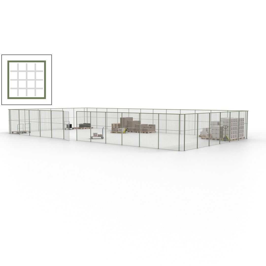 Maschinen Schutzgitter - Hallentrennwand - Sicherheitszaun - Tür - 54 m - 2.200 x 18.400 x 9.400 mm (HxBxT) - enzianblau