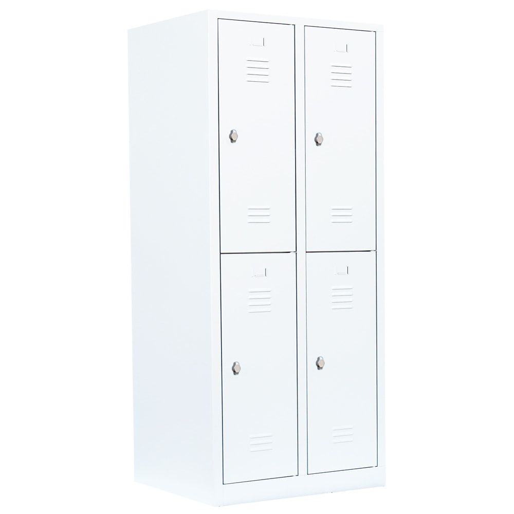 Garderobenschrank, Doppelstockspind, 2 Abteile, 4 Fächer, 1.800 x 800 x 500 mm (HxBxT), Stahl, Drehriegel, Korpus: lichtgrau, Front: anthrazitgrau