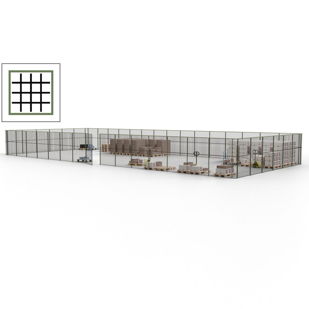 Maschinen Schutzgitter - Hallentrennwand - Sicherheitszaun - Tür - 63 m - 2.200 x 22.900 x 9.400 mm (HxBxT) - enzianblau