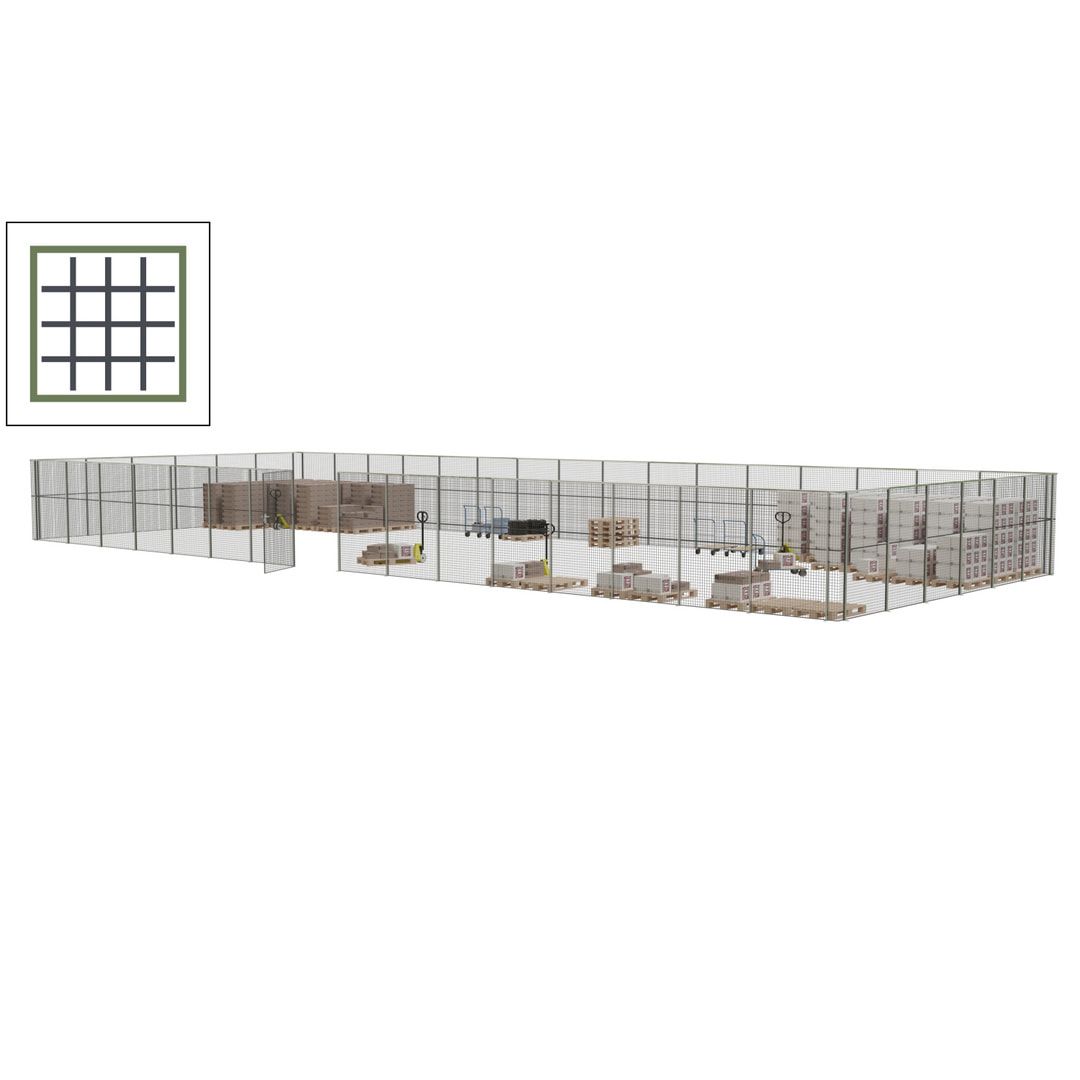 Maschinen Schutzgitter - Hallentrennwand - Sicherheitszaun - Tür - 66 m - 2.200 x 24.400 x 9.400 mm (HxBxT) - enzianblau