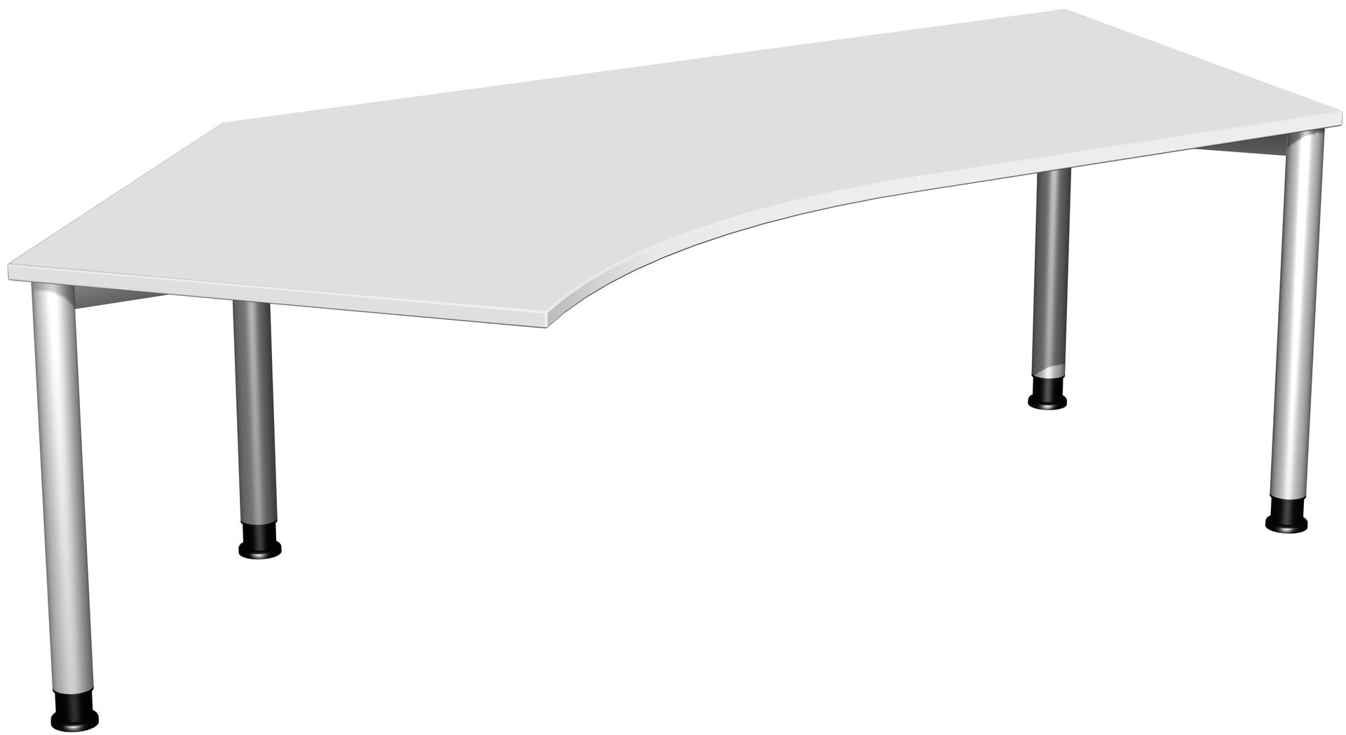 Schreibtisch, einseitig verkürzt, 4-Fuß Flex, Winkel links, höhenverstellbar, 680-800 x 2.166 x 1.130 mm (HxBxT), Gestell anthrazit, Dekor lichtgrau