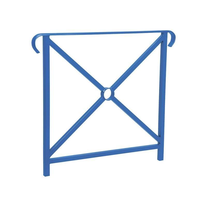 Geländer Kreuz und Kreis - 1.000 x 800 mm - flacher Handlauf - Farbe enzianblau - Außengeländer Systemgeländer