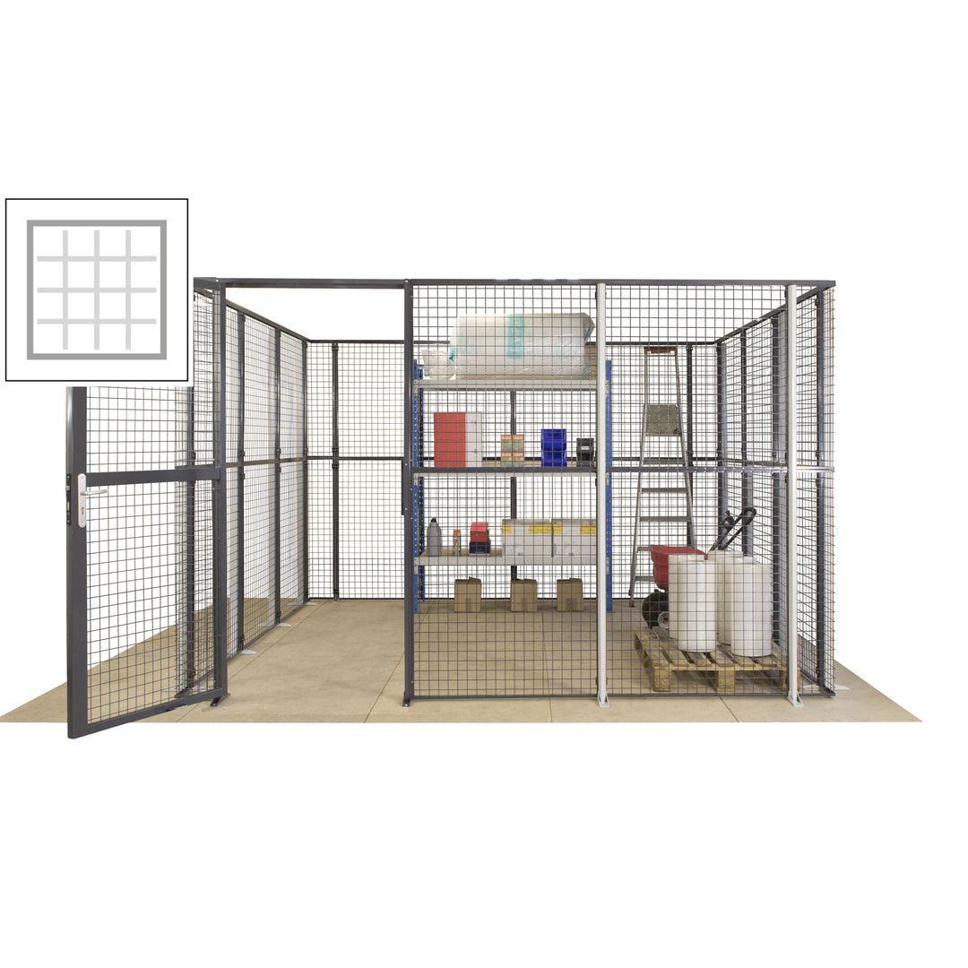 Maschinen Schutzgitter - Hallentrennwand - Sicherheitszaun - Tür - 72 m - 2.200 x 21.400 x 15.400 mm (HxBxT) - enzianblau