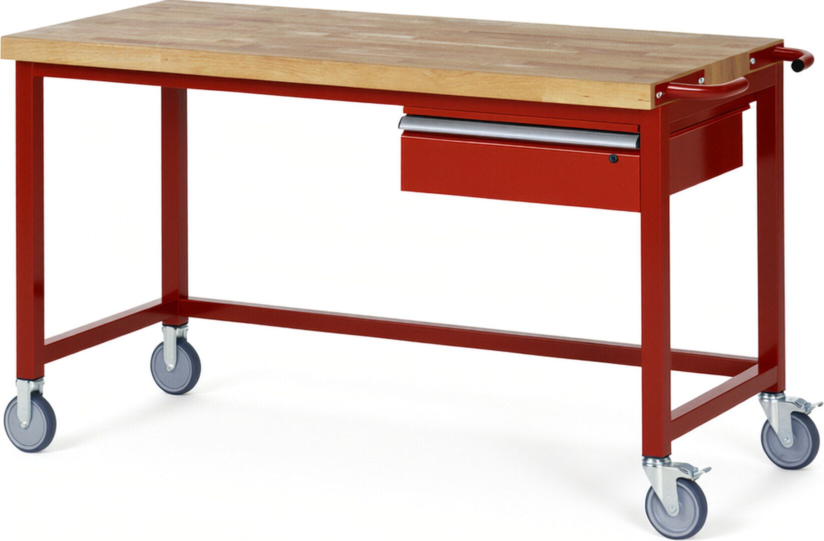 Mobile Werkbank mit 1 Schublade - 150:1 - höhenverstellbar 880-1.080 mm - 1.500 x 700 mm (BxT) - 450 kg - Buche - Anthrazitgrau