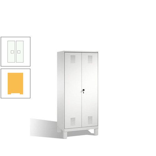 Doppel-Spind, Doppeltüren, Garderobenschrank mit Füßen, 2 Abteile a 400 mm, Korpus anthrazitgrau, Tür anthrazitgrau, 1.850 x 800 x 500 mm (HxBxT)