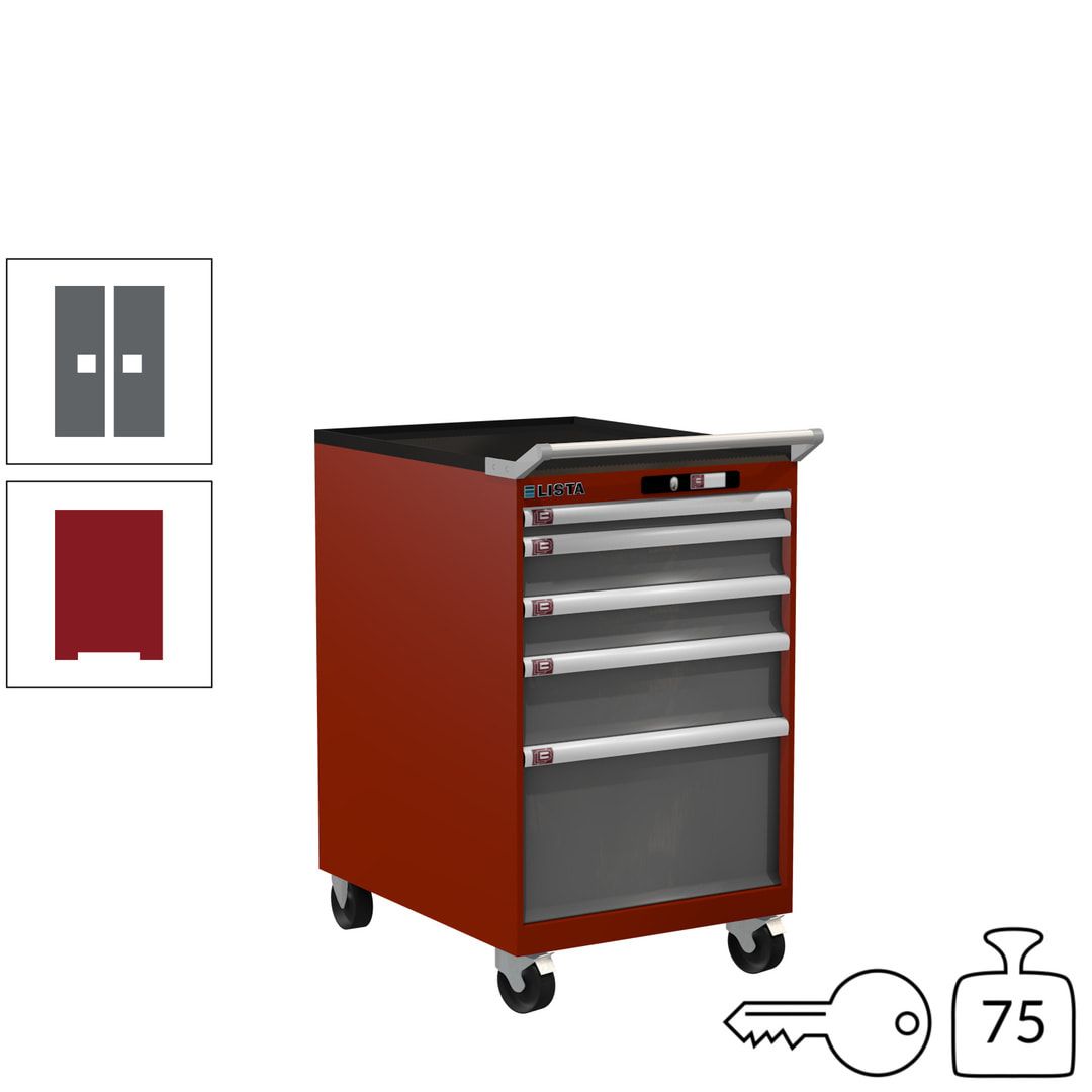 Lista Schubladenschrank - 14.374.010 - 990 x 564 x 725 mm (HxBxT) - 5 Schubladen - 75 kg - Key Lock - lichtblau (RAL 5012)