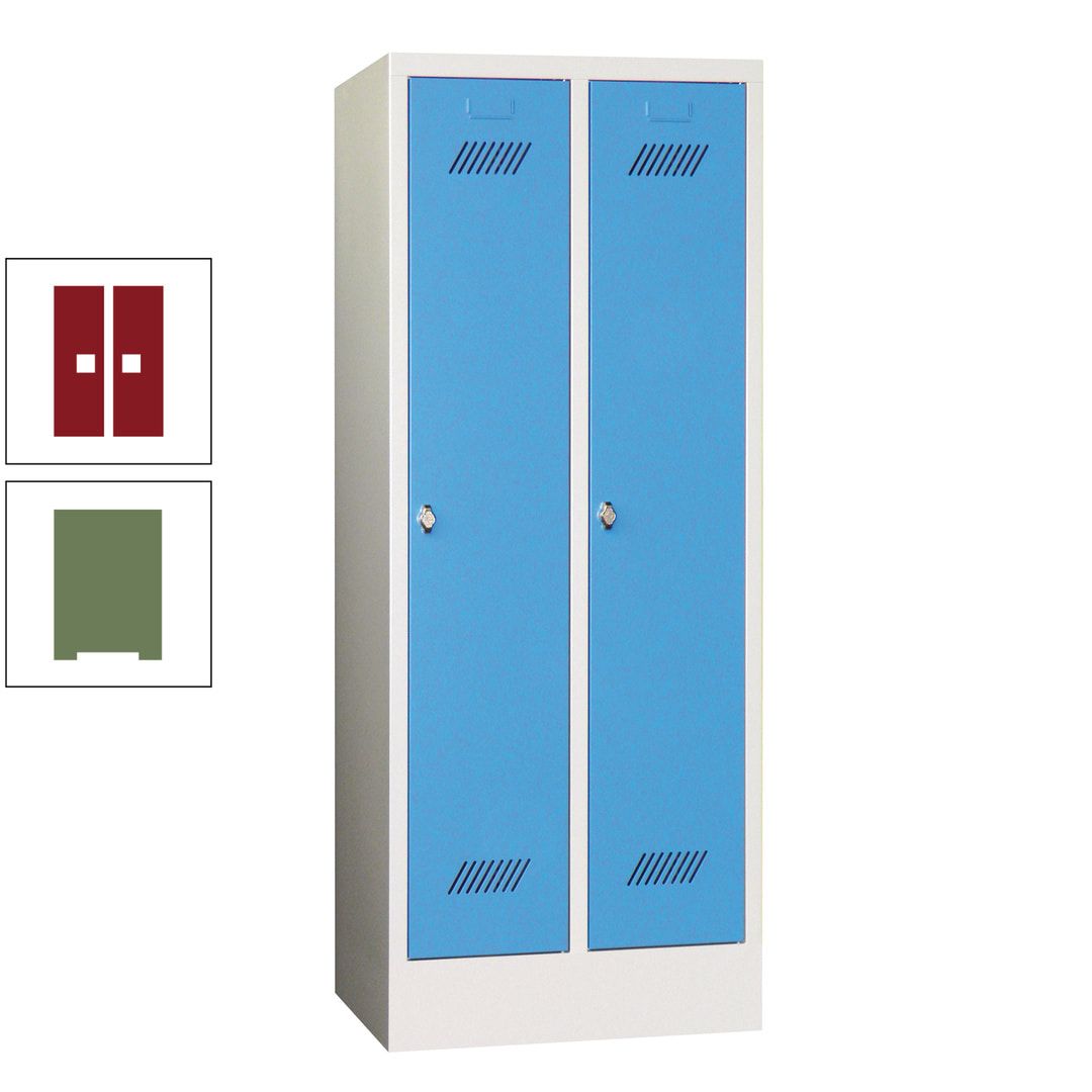 Spindschrank f. Schulen - mit Sockel - Höhe 1.600 mm - 2 Abteile a 300 mm - Drehriegel - anthrazitgrau
