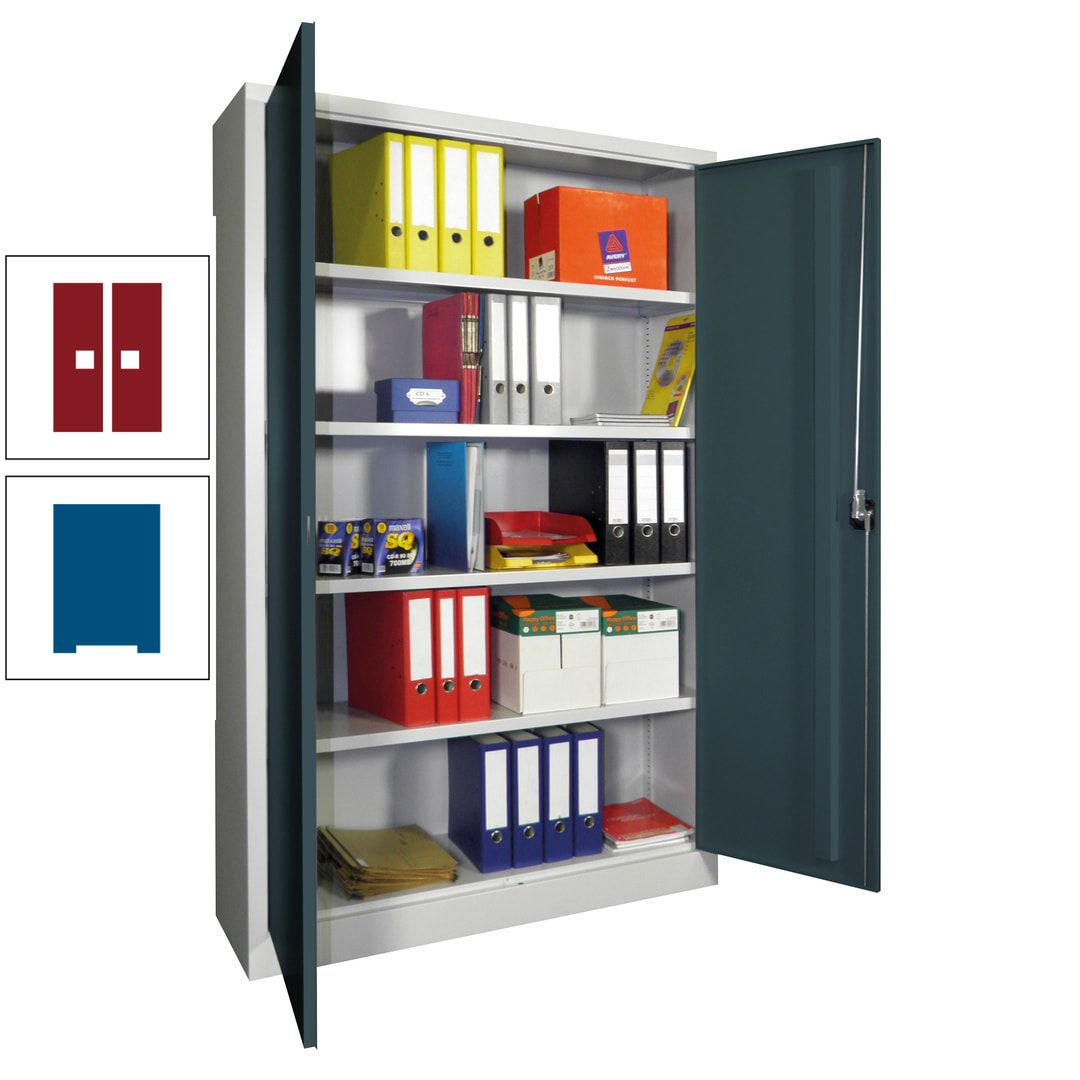 Aktenschrank - Vollblechtüren - 1.950x1.200x400 mm (HxBxT) - 4 Einlegeböden verzinkt - Zylinderschloss - anthrazitgrau