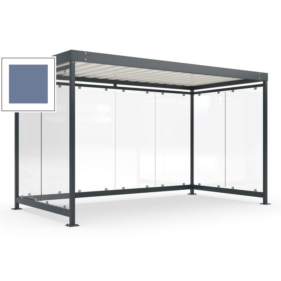 Fahrradunterstand, Fahrgastunterstand, Bushaltestelle, Bausatz, 12-13 Personen, 2.510 x 4.195 x 2.165 mm (HxBxT), 8 Wände, Achatgrau