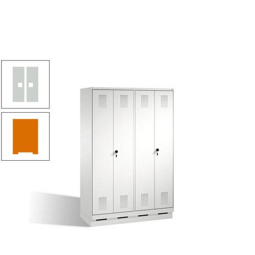 Doppel-Spind, Doppeltüren, Garderobenschrank mit Sockel, 4 Abteile a 300 mm, Korpus anthrazitgrau, Tür anthrazitgrau, 1.800 x 1.200 x 500 mm (HxBxT)