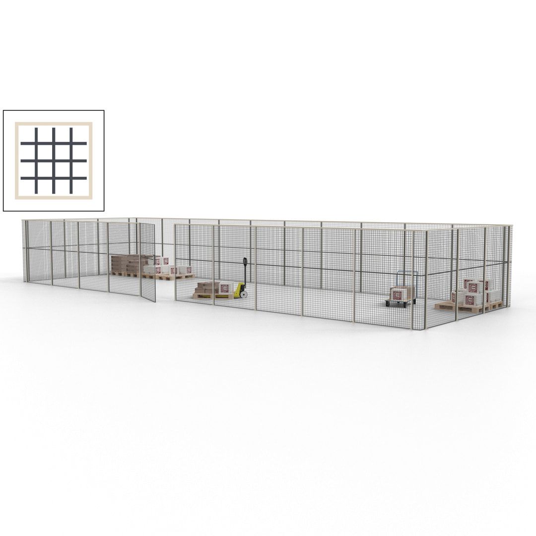 Maschinen Schutzgitter - Hallentrennwand - Sicherheitszaun - Tür - 39 m - 2.200 x 15.400 x 4.900 mm (HxBxT) - enzianblau