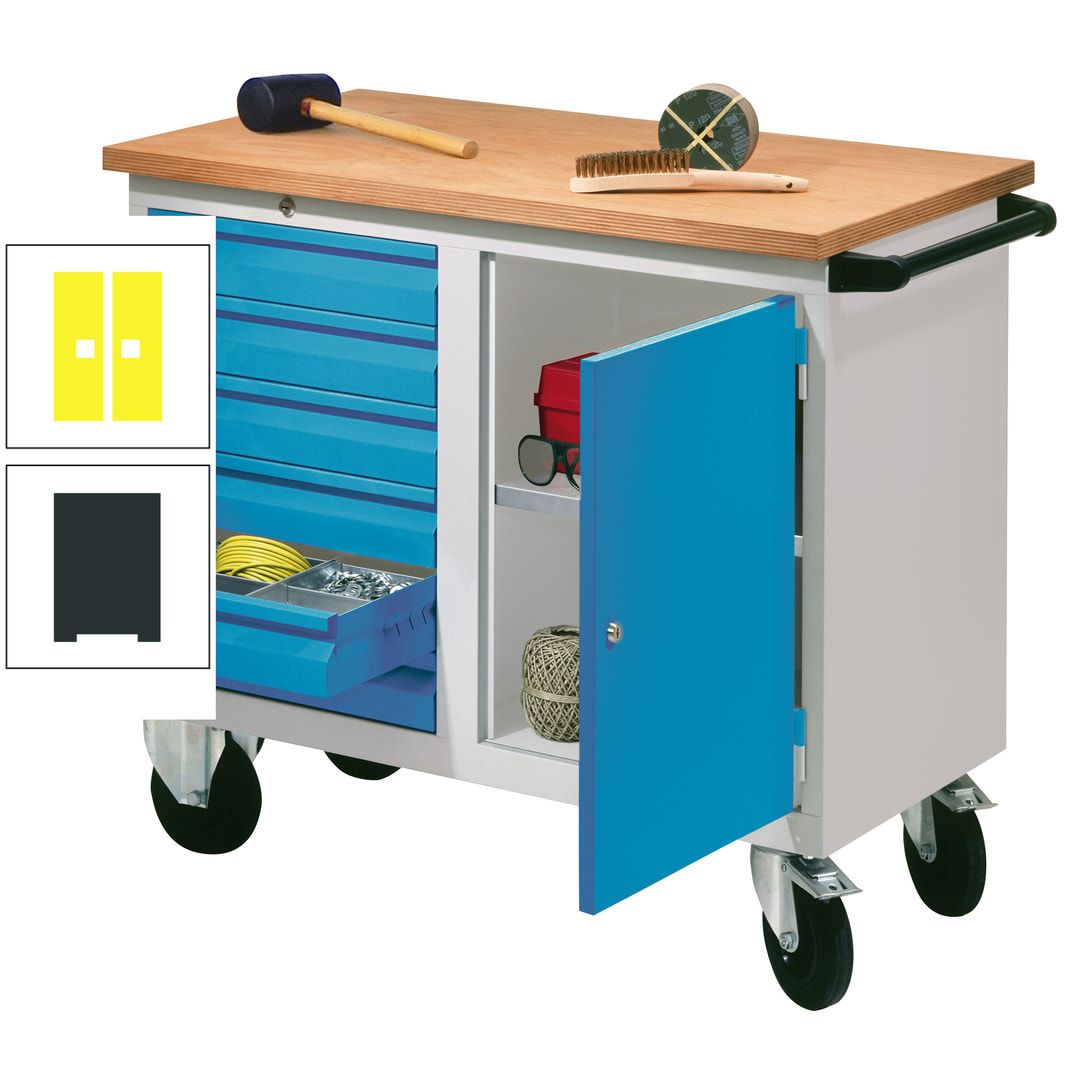 Mobile Werkbank - Werkstattwagen - 915 x 1.090 x 600 mm - 6 Schubladen und Schrankfach - anthrazitgrau