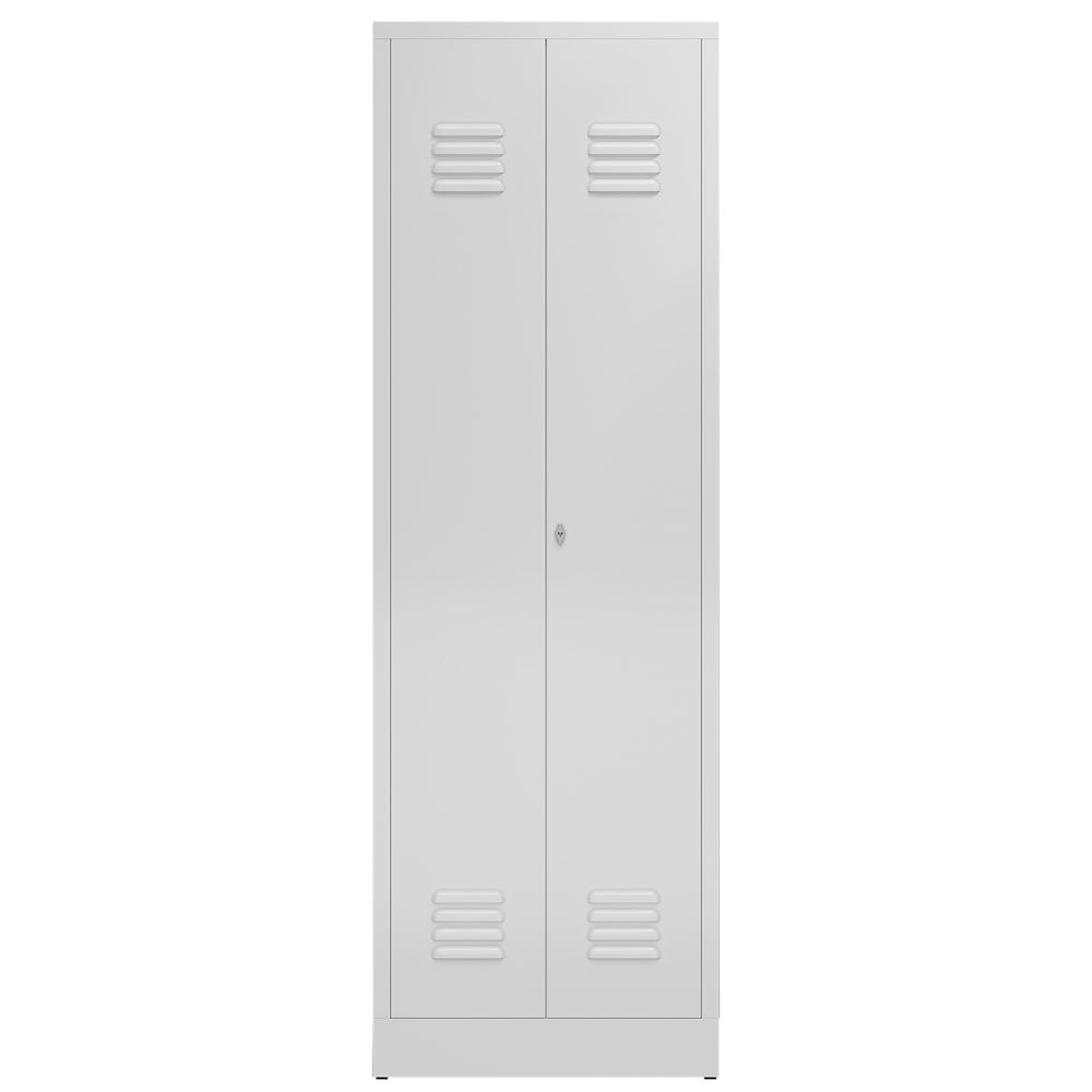 Mehrzweckschrank, Garderobenschrank, 2 Abteile, 6 Fächer, 1.800 x 590 x 500 mm (HxBxT), Drehriegel, Stahl, Korpus: lichtgrau, Front: anthrazitgrau