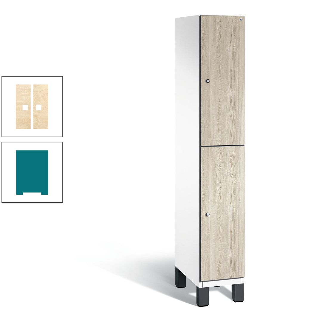 Fächerschrank, Garderobenschrank, mit Füßen, 1 Abteile, 1.980 x 300 x 525 mm (HxBxT), Korpus anthrazitgrau, Tür Donau-Ahorn