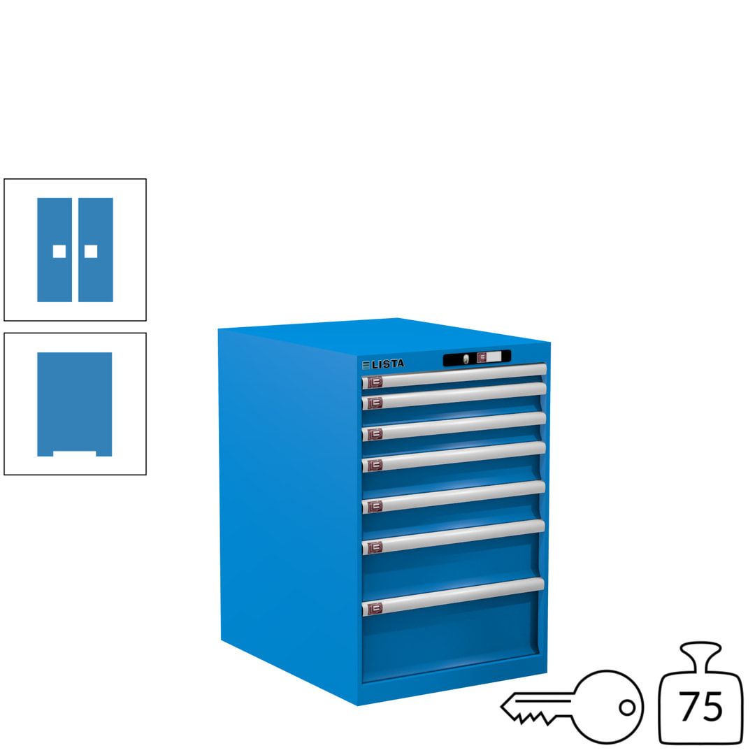 Lista Schubladenschrank - 14.404.010 - 850x564x725 mm (HxBxT) - 7 Schubladen - 75 kg - Key Lock - lichtblau (RAL 5012)