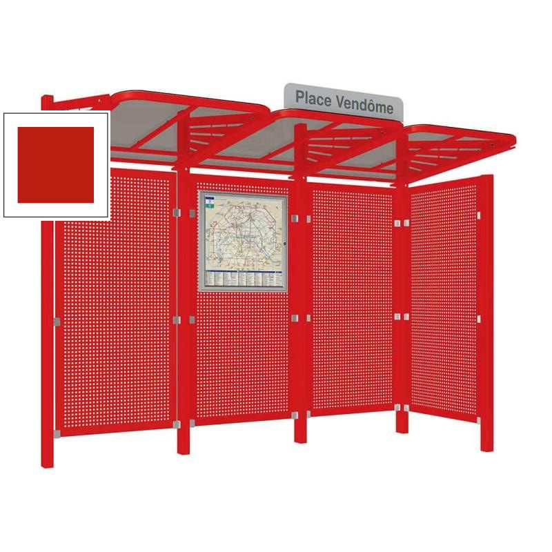 Buswartehalle - Unterstand - Stahlblech Verkleidung rechts - Fahrplankasten - Haltestellenschild - 2.200 x 3.000 x 1.500 mm (HxBxT) - enzianblau