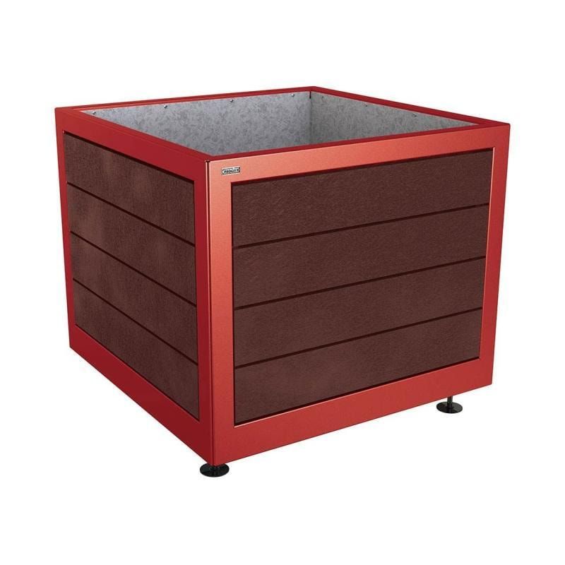 Pflanzbehälter, Stahl, recyclebarer Kunststoff, verstellbare Füße, Innen Blech fvz mit Verladungsgriffen, 800 x 1.000 x 1.000 mm (HxBxT), enzianblau