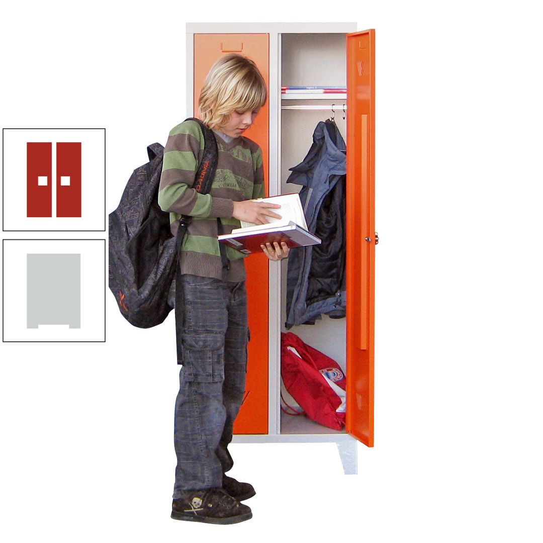 Spindschrank f. Schulen - mit Füßen - Höhe 1.600 mm - 3 Abteile a 300 mm - Drehriegel - anthrazitgrau